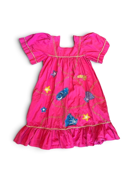 Go Softly Patio Dresses & Skirts - Go Softly Patio Vintage 90s Women’s Sz S Pink Embroidered House Dress Starfish